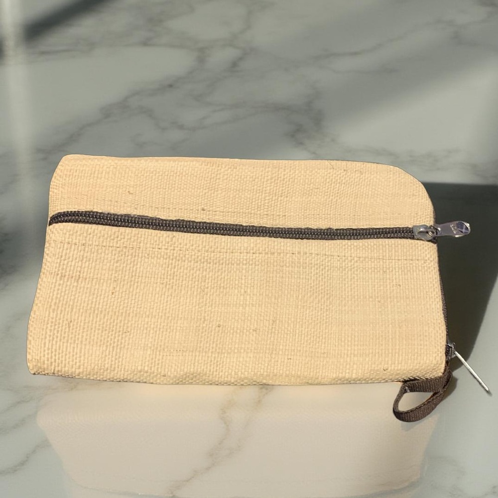 Natural Woven Travel Case with Zipper